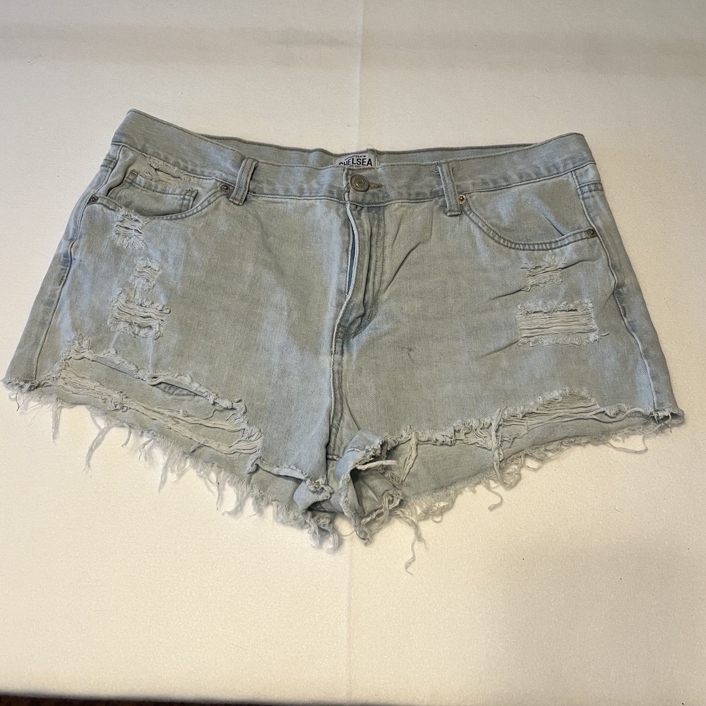Refuge Denim Chelsea High Rise Shorts Vintage S 11 Light Wash Frayed Distressed